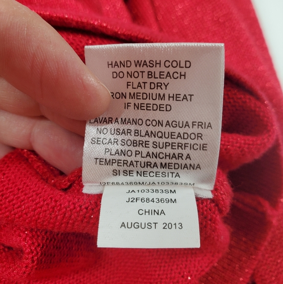 Joseph A. Red Festive Beaded Shiny Sweater - Picture 7 of 10